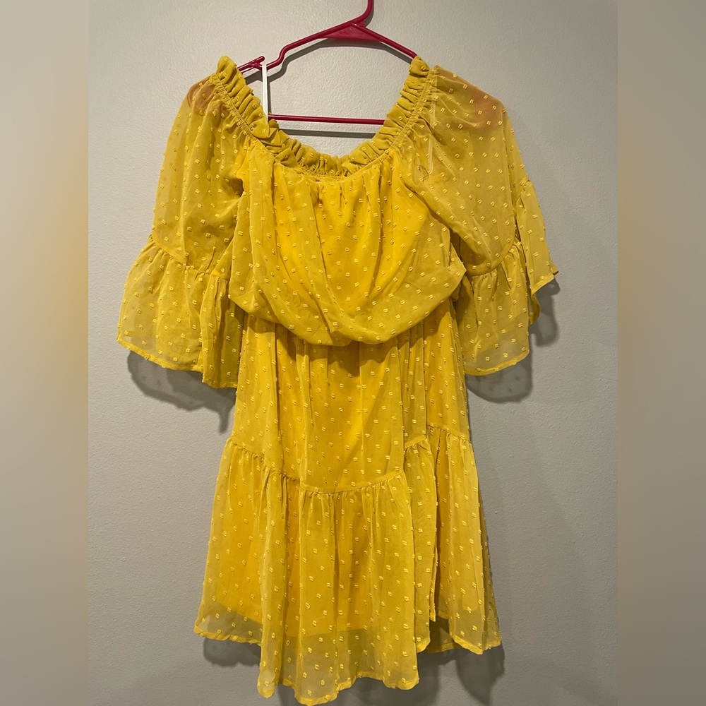 Yellow off the shoulder dress
